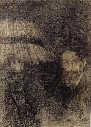 James Ensor Self-Portrait by Lamplight or In the Shadow USA oil painting artist